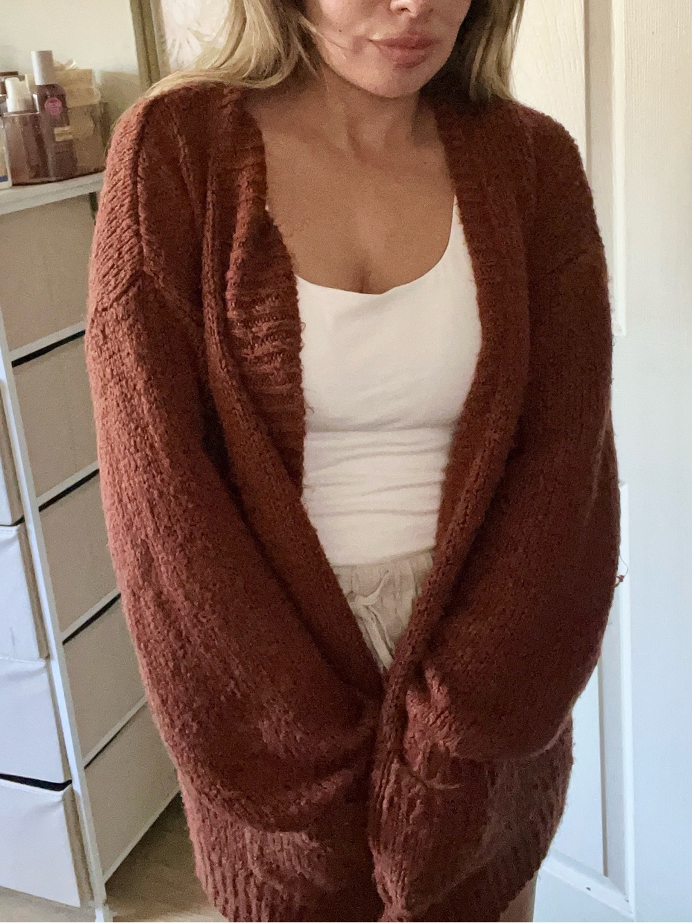 bp Rust Open-Front Knit Cardigan - Picture 6 of 7